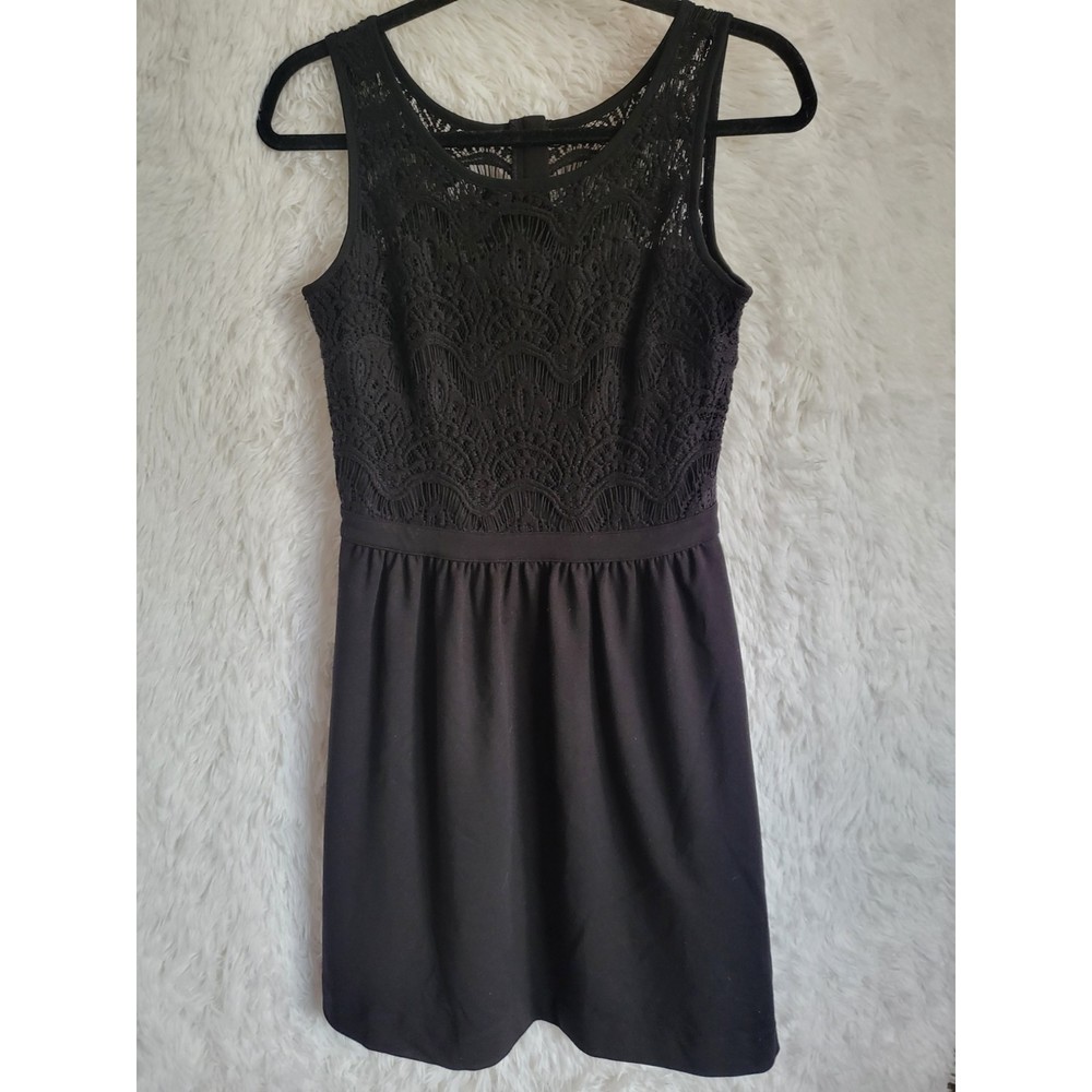 Lilly Pulitzer Rhea Dress Womens Med Black Crochet Lace A-Line Sleeveless